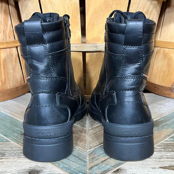 Clarks Black Leather Wool Fur Lined Waterproof Lace-Up Zip Snow Boots Mens 10 main image 5